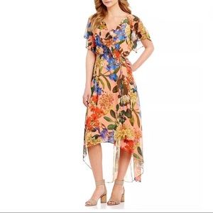 Gibson Latimer Dress 2X Cold Shoulder Floral NWT